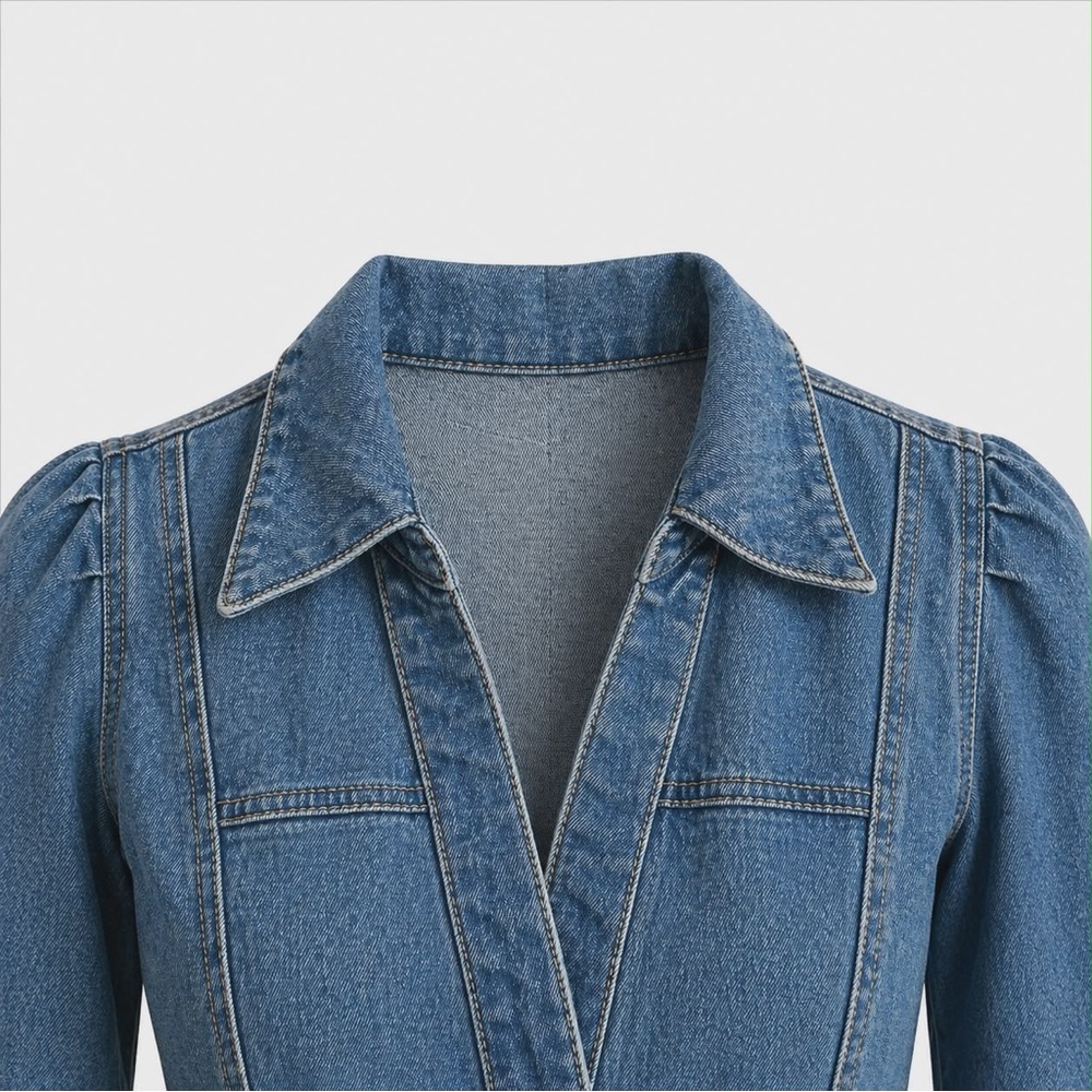 NWOT size 8.  INC International Concepts Blue Denim Long Sleeve Dress - Picture 10 of 13